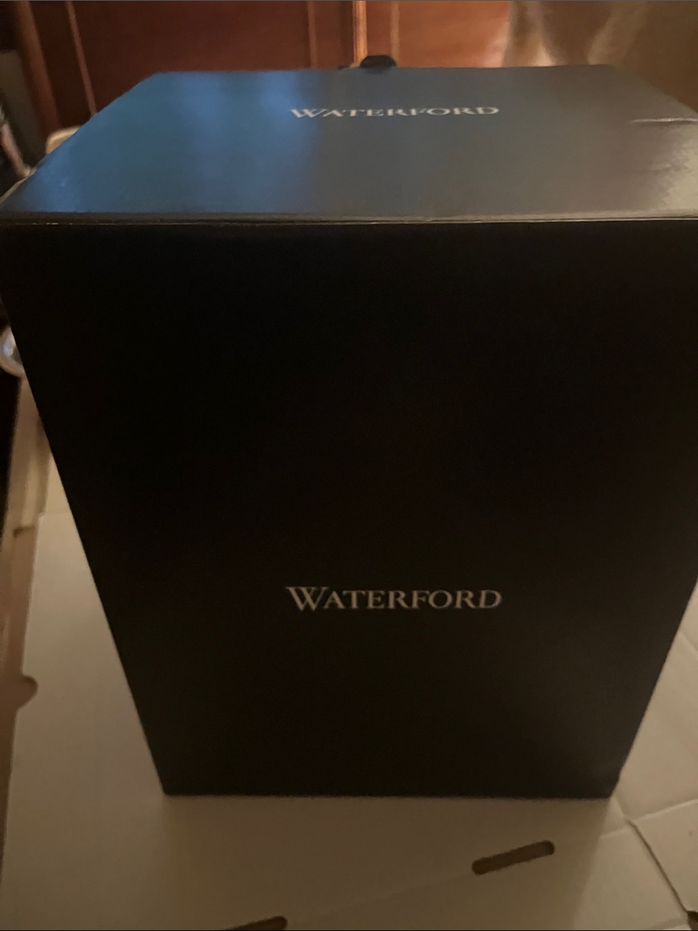 Waterford Black Presentation Box with Silver Logo Seahorse Pedestal Bowl MIB